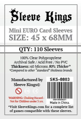 Sleeve Kings Standard Mini Euro Card Sleeves (45x68mm) - 110 Pack, -SKS-8803